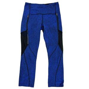 Lululemon Womens Sz 6 Blue Rush‎ Hour 21” Crop Legging Mesh Panels